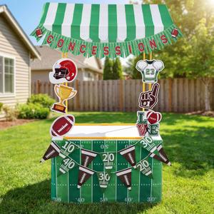 Hosuly Football Party Decorations Concession Stand Kit with Canopy | 12 Pcs Set Includes Canopy, Banner, Table Skirt, Flags and Football Cutouts for Football Parties, Games and Birthdays.