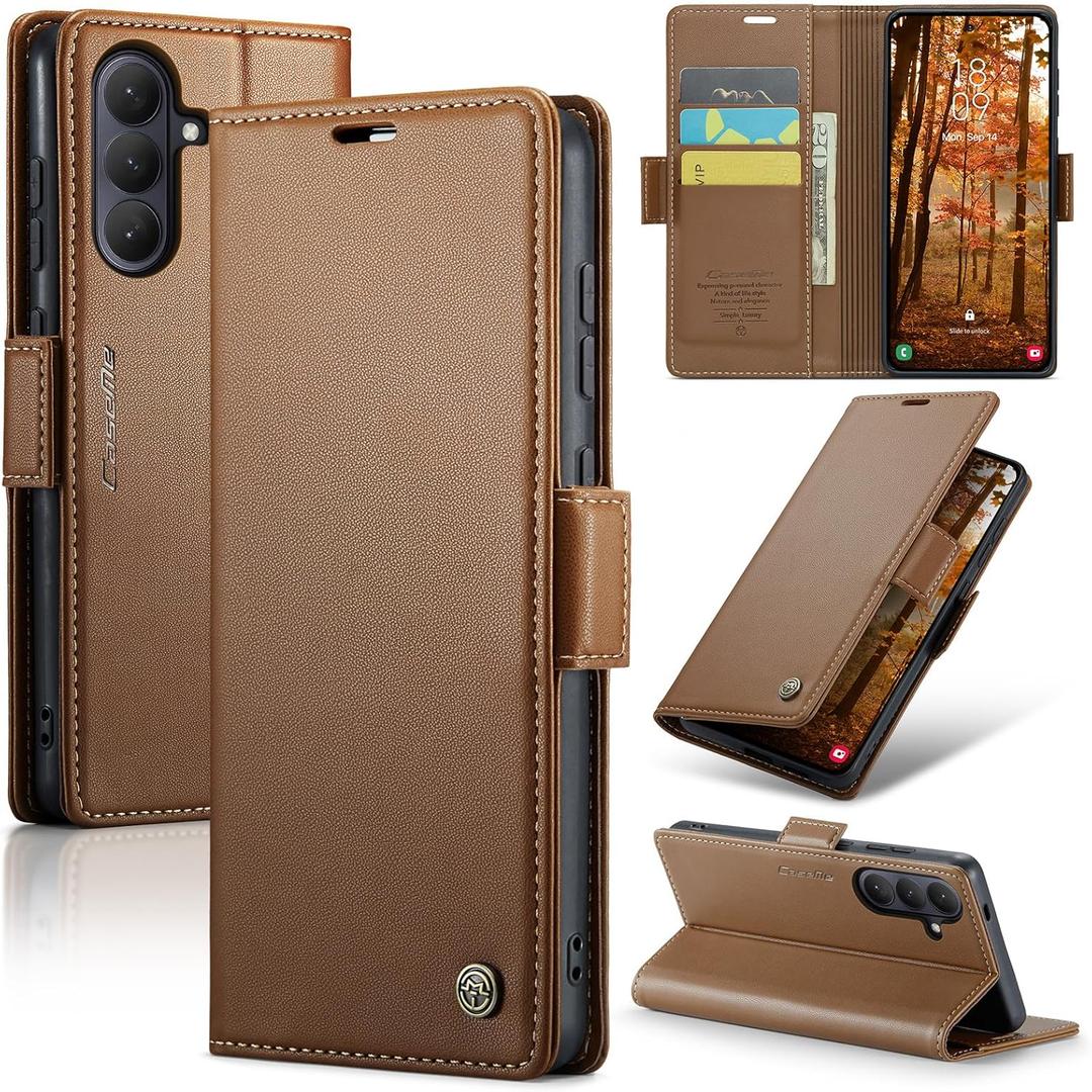 Wallet Case for Samsung Galaxy S26, PU Leather Magnetic Flip Case with RFID Blocking Card Holder Kickstand for Women Men, Shockproof Durable Protective Phone Cover for Galaxy S26 (Brown)