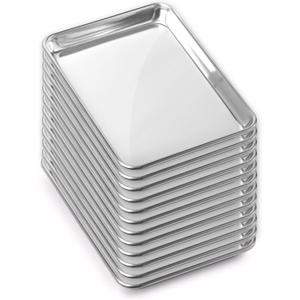 GRIDMANN 9" x 13" Commercial Grade Aluminum Cookie Sheet Baking Tray Jelly Roll Pan Quarter Sheet - 12 Pans
