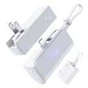 THREEKEY Travel Portable Plug in Charger 5000mAh Power Bank for Samsung Galaxy, 20W PD Fast Charging Power Bank with 30W GaN Wall Charger for iPhone 16/ 15 Series iPad Air/ ProPixel (White)