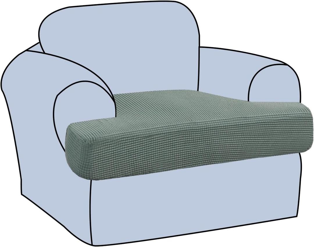 H.VERSAILTEX Stretch T Cushion Chair Sofa Slipcover T Cushion Covers for Living Room Armchair Couch Cover T Cushion Slipcover Seat Cover with Elastic Bands Thicker Jacquard Fabric, Sage