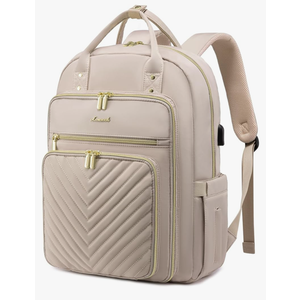 LOVEVOOK Laptop Backpack Women Teacher Backpack,15.6 Inch Laptop Bag with USB Port,Waterproof Daypack for Work Travel Antiquewhite