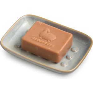 Soap Dish for Shower, Ceramic Soap Dish for Large Soap Bars, Non-Slip Soap Holder & Saver Tray with Floating Point Design for Bathroom, Shower, Kitchen Sink, Save Soap Loss (Grey)