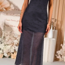 Lingswallow Women's Floral Dress Spaghetti Strap Long Bodycon Dresses Stretch Sexy Backless Cami Maxi Mesh Dress 2025 Summer Size L