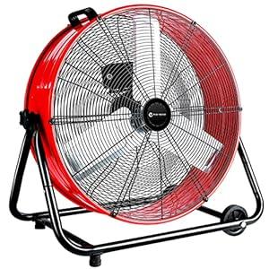 WARMLREC Industrial Fan 24 Inch Heavy Duty Drum 3 Speed 8100 CFM Air Circulation High Velocity Fan For Warehouse, Workshop, Factory, Commercial, Residential and Greenhouse Red