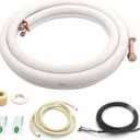 TAUROX 10FT Mini Split Line Set 1/4" & 1/2" O.D Copper Pipes Tubing and 3/8" White Thickened PE Insulation Coil, for Mini Split Air Conditioning or Heating Pump Equipment and HVAC with Flared Nuts.
