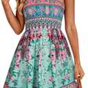 Summer Dresses for Women Strapless Sundress Floral Print Beach Cover Ups | Womens daily casual dresses, Cute hawaiian beach vacation outfits, Trendy boho tube top sun dress (Pink, L)