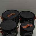 4 Piece China Storage Containers, Dish Storage Containers with Clear Windows, Hard Shell Plate Organizer with Handles, Stackable Moving Boxes for Dishes, Glassware, Dinnerware, Plates, Dark Gray