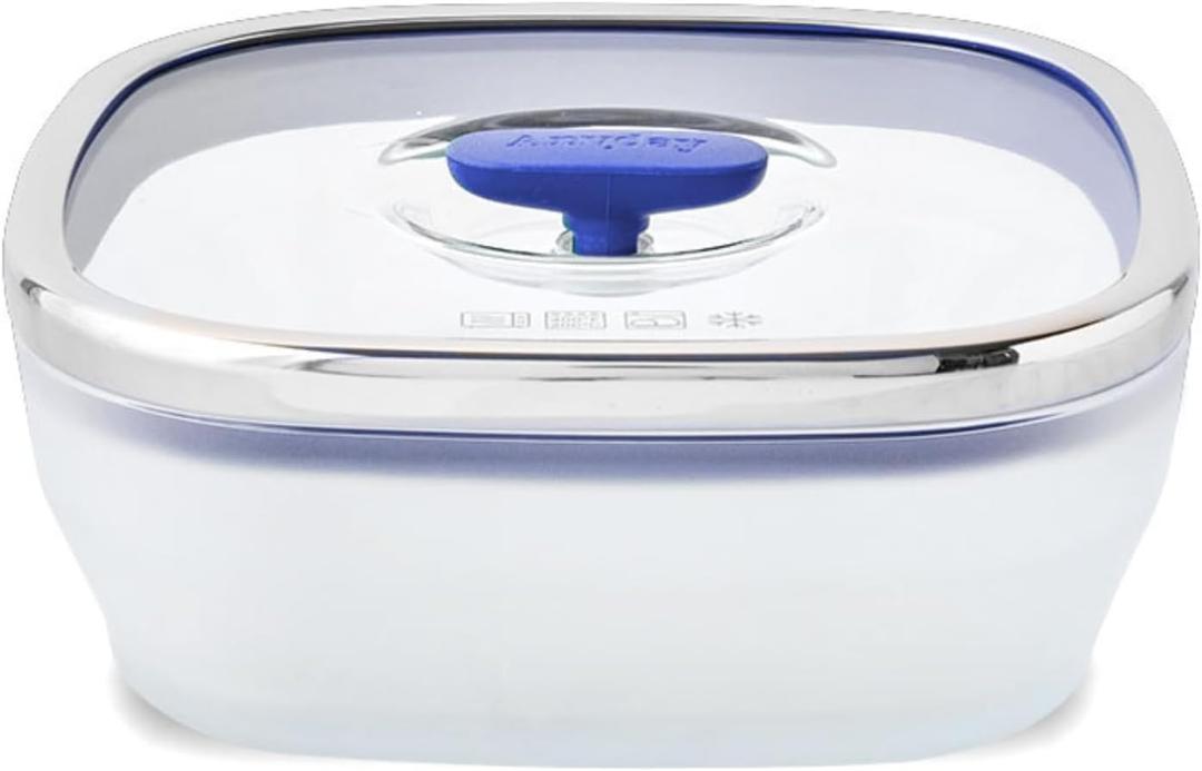 Anyday 5.5-Cup Square Glass Food Storage with Glass Lid | Plastic-Free Meal Prep & Microwave Cookware | Stackable Airtight Storage Container with Vented Lid for Microwave-Safe Reheating (Blueberry)