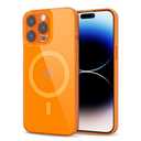 Svanove for iPhone 14 Pro Case Clear Compatible with Magsafe Silicone, Bright Transparent Thin Magnetic Mag Safe Case Cute, Girly Trendy Slim Hard Camera Cover Protection, Fluorescent Neon Orange