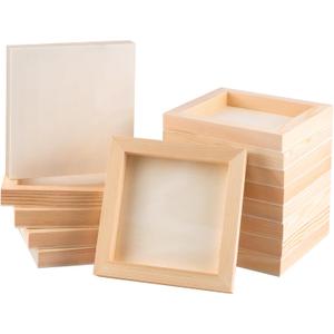 FSWCCK 15 Pack 6 x 6 inch Wood Panel Boards, Unfinished Wood Canvas Panels for Crafts, Painting Canvas, DIY Art Projects, Pouring, Arts Use with Oils, Acrylics