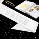 Pearl Bride Sash - 2PCS White Bachelorette Sash With Pin for Bachelorette Party Decorations - Bachelorette Party Sash for Bridal Shower Decorations Bridal Shower Gift Bride to Be Decorations