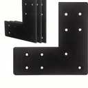 4pcs Heavy Duty Flat L Shape Flat Post Brackets, 7.5x7.5' Black, Steel, Wall Mount, Knee Braces, Decorative Shelf Brackets