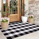 Black and White Outdoor Rug 3'x5'Buffalo Plaid Checkered Front Porch Rug Machine Washable Farmhouse Front Door Mat Outdoor for Front Hello Welcome Mat,Bedroom,Entryway,Patio