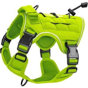 Heavy-Duty Tactical Dog Harness for Large Dogs, No Pull Adjustable Reflective Pet Vest with Molle System, K9 Military-Grade Control for Service Training, Outdoor & 10+ Breeds, Wild Lime, XXL