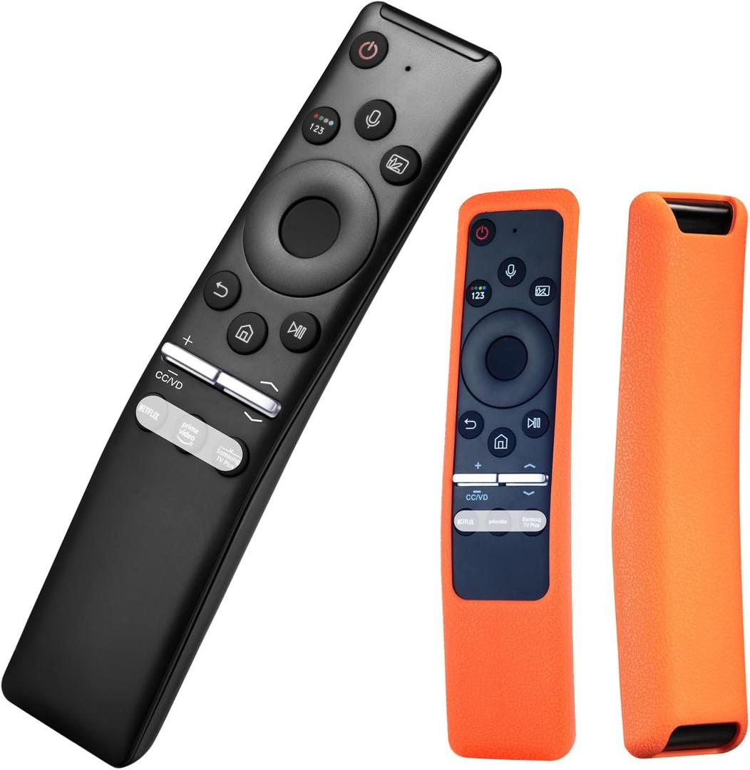 Replacement Remote for Samsung TVs with Voice Search Function and Silicone Case Compatible with UHD Neo QLED OLED 4K and 8K Smart TVs (Orange)