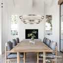3 Ring LED Chandelier Nickel Round Chandelier Light Fixture Dimmable Foyer Chandeliers Light Weathered Wood Circular Chandeliers for Dining Room Entry Bedroom Office Living Room, 24 inches