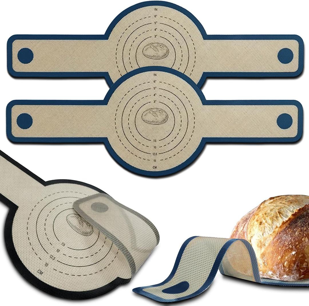 2PCS Silicone Bread Sling for Baking Sourdough, Complete Sourdough Starter Kit with Bread Lame, Dough Cutter, Proofing Basket, Silicone Baking Mat, and Sourdough Bread Baking Tools