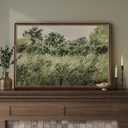 Large Framed Vintage Wall Art, Modern Farmhouse Green Botanical Landscape Canvas Painting Prints, Rustic Cottage Core Nature Flower Meadow Picture for Living Room Bedroom Kitchen Wall Decor, 24x36 In