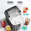 EUHOMY Ice Maker Countertop, 9 Cubes Ready in 6 Mins, 26lbs/24H, Self-Cleaning, Portable Ice Maker Machine with Carry Handle, Basket and Scoop, 2 Sizes of Bullet Ice for Home, Kitchen, Office