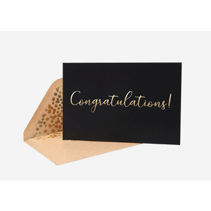 50 Pack Congratulations Card – Elegant Greeting Cards With ‘’Congratulations’’ Embossed In Gold Foil Letters – For Engagement, Graduation, Wedding - 52 Kraft Envelopes Included - 4" x 6" - Black