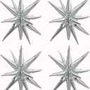 TONIFUL 4 Pcs 22inch 4D Huge Silver Star Balloons Explosion Star Mylar Foil Balloons for Party Supplies Backdrop Christmas,New Year,Birthday, Wedding,Photo Booth Ornament