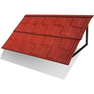 Fixed Metal Awnings 52 in W x 31 in H, Triangle Steel Frame with Tile Shaped Metal Awning for Door Entrance, Windows, Porches and Balconies (Red)