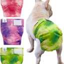 CuteBone Washable Dog Diapers Female No Tail Hole 3 Pack Reusable Doggie Period Training Pants for Docked-Tail Frenchie French Bulldog Boston Terrier Without Tail WWD32M Medium