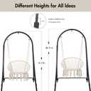 ANOW Adjustable Hammock Chair Swing Stand Only, Heavy Duty Hanging Chair Stand with Safety Hooks for Indoors Outdoors, Max 400 Lbs, Plus Size Version, Black