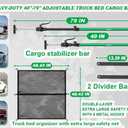 Heavy Duty Adjustable Cargo Bar for Pickup Truck Bed 4079", Large Cargo Net with 6 Metal Carabiners, Non-Slip Truck Bed Divider Load Bar 220LB for Ford F150, Chevy Silverado, RAM 1500, SUV & Van