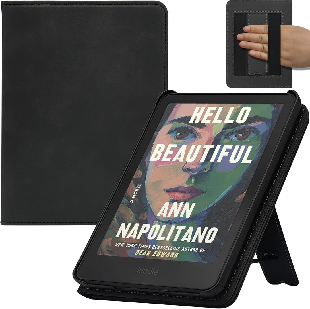 Case for 7" Kindle Paperwhite (12th Gen/Signature Edition 2024 Released) & Kindle Colorsoft Signature Edition with Double Hand-held & Stand, Auto Sleep Wake (Black)