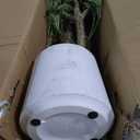 Artificial Olive Tree 7FT, Indoor Fake Silk Plant with Realistic Trunk, Leaves, Fruits and White Planter, Faux Potted Tree for Home Decor and Housewarming Gift, 1 Pack