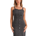 Allegra K Button Down Denim Dress for Women's Summer 2025 Sleeveless Sweetheart Neck Jeans Dresses XL