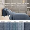 3 Pieces Cotton Quilt Set Oversized King Comforter with Pillow Shams 120x128 Ultra Soft Lightweight Bedspread Waffle Weave Quilted Bed Coverlets for All Season, Grey Blue