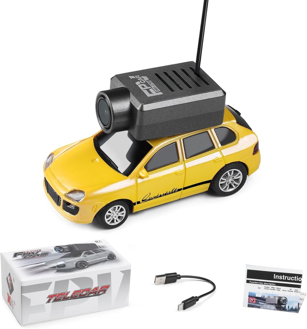 WLtoys Mini RC Car, 1:64 Scale FPV RC Drift Car with 720P HD Camera, 2.4GHz WiFi App Control with Gyro Mini Racing Toys for Teens and Adults (Yellow)
