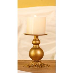 Metal Gold Decorative Candle Holder Pillar Candles Candle Stand, Set of 1 Candlestick Holder for Fireplace, Living or Dining Room Table (Golden Color)