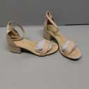 DREAM PAIRS Womens Low-Chunk Low Heel Pump Sandal (Beige) US: 7