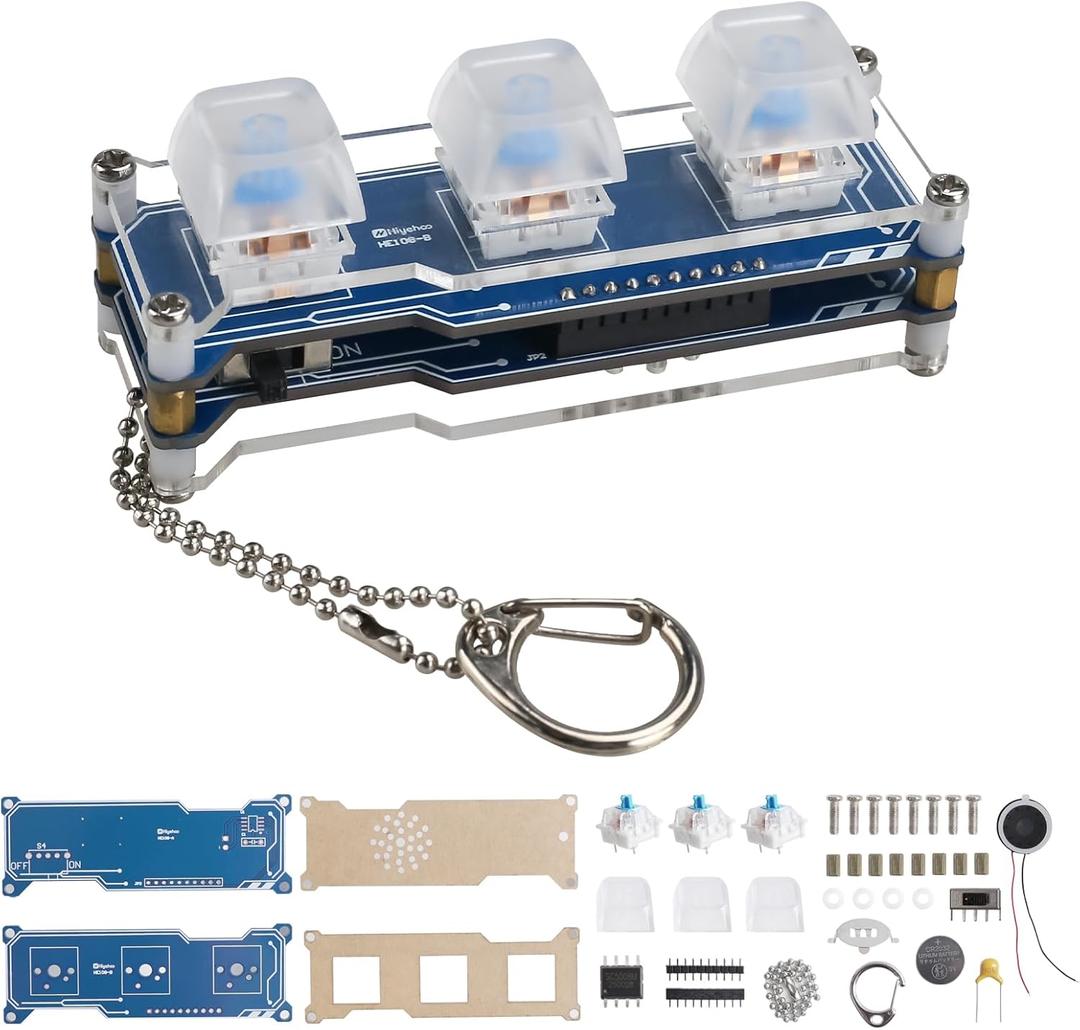 Keyboard Soldering Practice Kit, DIY Stress-Relief Keyboard Soldering Project Kit with Keychain & 3 Funny Sound Effects, Electronics Soldering Learning Kit for Adults & Teens