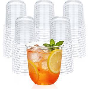 100 Pack 12 oz Clear Plastic Cups, Disposable Stemless Wine Glasses for Cold Drinking Beverage Smoothie Water Juice, Cocktail Punch Cups for Wedding Gathering Birthday Meeting