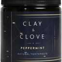 Clay & Clove Natural Toothpaste, in Glass Jar, Bentonite Clay, SLS Free, Natural Peppermint, 3-Month Supply Made in USA