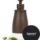 Gaussra Matte Brown Soap Dispenser with Coaster and Stickers, Stainless Steel and Glass Bottle Hand Pump Dispenser, Refillable Liquid Hand Soap Dispenser for Bathroom & Kitchen (11OZ / 320ML)