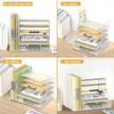 SUPEASY Desk Organizer with File Holder, 5-Tier Mesh Paper Letter Tray with Magazine Holder, Desktop Organizer and Storage for Desk Accessories Office Supplies, White