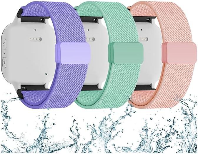 Splash-Proof Stretchy Nylon Watch Bands Compatible with Gizmo Watch 3 2 1/Gabb Watch 3e 3 2 1/SyncUP Watch 2 1/Cosmo JrTrack 5/AT&T amiGO Jr Watch 2 1, 20mm Replacement Strap with Magnetic Buckle Kids, Mint Green