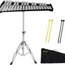 ENNBOM 32 Notes Glockenspiel Kit Xylophone Bell Percussion Instrument Set with Adjustable Stand Mallets and Carrying Bag