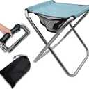 16 Inch Tall Portable Folding Camping Stool - Aluminum Alloy Lightweight Seat With Carry Bag for Fishing, Outdoor Camping, Hiking and BBQ (Blue)