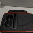 Hovom Car Center Console Cover, 13.39"×7.87"×2.76" Leather Armrest Cover for Cars, Memory Foam Armrest Pillow with Pocket, Cup Holder & Phone Slot, Universal Vehicle Arm Rest Cushion Pad (Black+Red)