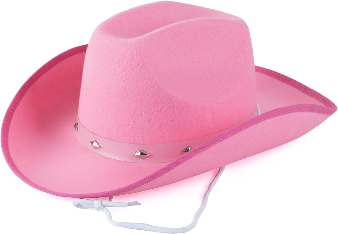 Funny Party Hats - Studded Cowboy Hat - Cowboy Costume Accessory (Pink)