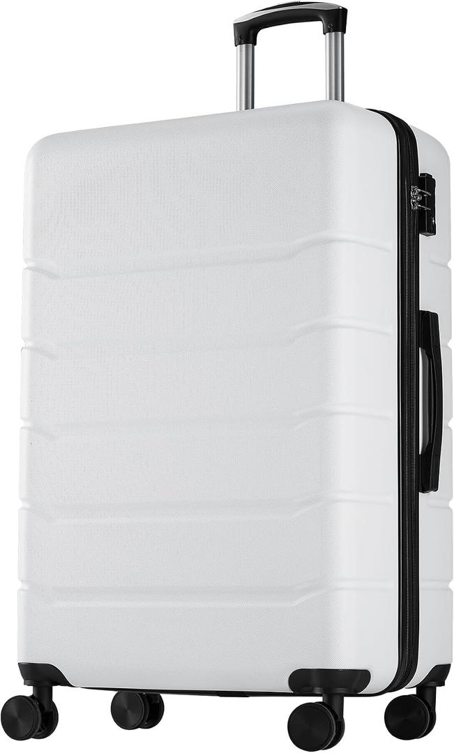 OLIXIS 20 Inch Carry-On Luggage, Hardside Suitcase with Spinner Wheels, Lightweight ABS Hard Shell Travel Luggage, TSA Approved Lock, Expandable Small Suitcase for Business & TravelWhite