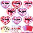Lunmon 24 Pcs So Loved John3:16 Christian Valentine Crafts Religious Valentine Suncatchers Ornaments DIY Heart Stained Glass Kit Window Art for Church Party Vbs with Ribbon and Stickers