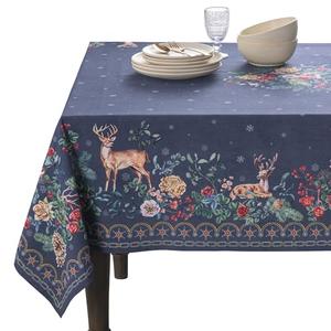 Maison d' Hermine Table Cloth Rectangle Table 100% Cotton 60 x 90 Inches Fall Tablecloth Reusable Everyday Use for Thanksgiving Christmas Decorations Dining Farmhouse Party (Christmas Joy)